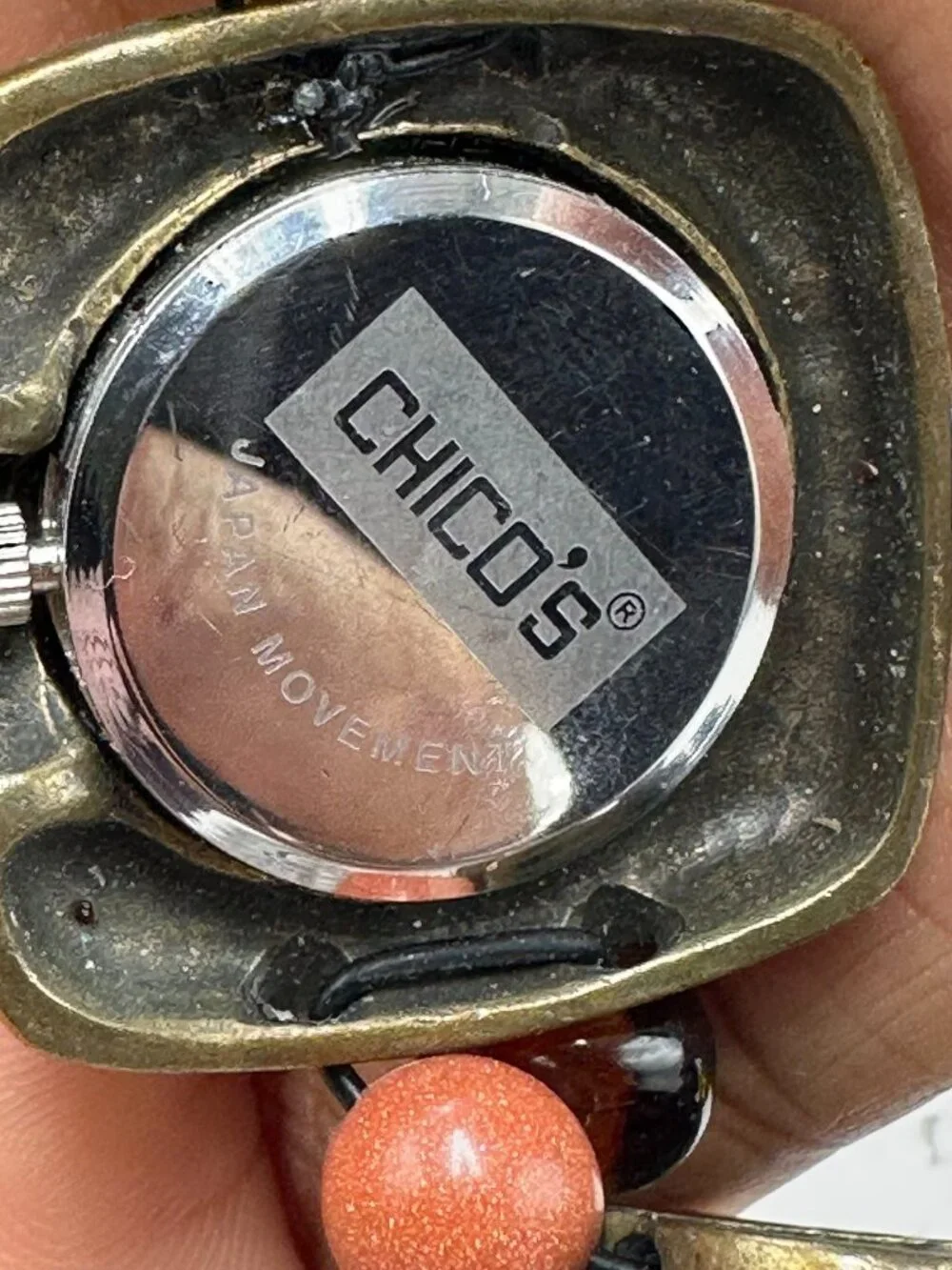3/$30 Chico’s Watch Women Bronze Tone Elephant Beaded Stretch Bracelet